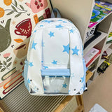 KYLETHOMASW  -  Women Kawaii Rabbit's Ears Backpacks All Match Star Printing Casual Ita Bags Transparent Y2k High-capacity Students Schoolbags