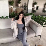 KYLETHOMASW  -  Women's Knitted Hollow Out Slim Fit Strap Dr Sensual Waist Cinching Slimming Ele Ladylike Bodycon Spring Season