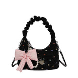 KYLETHOMASW  -  Women Cute Colorful Polka Dot Hobo Bag Ruched Handle Small PU Leather Chain Crossbody Purse with Bow Charm New Handbags