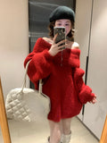 KYLETHOMASW  -  Sweater Pullover Women Autumn Winter Slash Neck Off Shoulder Loose Stretch Fashion Sweet Knitted Jumper Female Casual