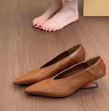 KYLETHOMASW  -  French-style Wedge Pointedtoe Low-cut Women's Shoes New Elegant and Simple Commuter Small Leather Shoes Evening Grandma Shoes