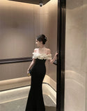 KYLETHOMASW  -  French Fashion Sexy Elegant Evening Gown Women's Halter Neck Sequin Tulle Patchwork Velvet Dress Chic Banquet Party Gown