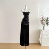 KYLETHOMASW  -  Chic Beach Vacation Long Dress Shiny Sequin Tulle Floor-Length Off-Shoulder Women's Dress Summer High-End Sensation Gown