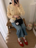 KYLETHOMASW  -  Leather Mary Janes Flats Shoes Women Cow Suede Buckle Strap Ballet Flats Shoes Ladies Spring Autumn Shallow Soft Casual Loafers
