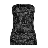 KYLETHOMASW  -  American street retro printed one neck chest revealing short and large style strapless hot girl sexy versatile interior top