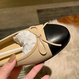 KYLETHOMASW  -  Mixed Color Silver Bowtie Ballets Women Round Toe Flats Office Slip On Loafers Ladies Tweed Cloth Ballerina Bridal Wedding Shoes