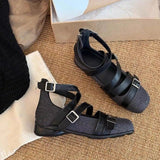 KYLETHOMASW  -  Design Round Toe Women Ballet Flats 2025 Ins Style Buckle Belt Ballerina Shoes Light Comfortable Leisure Female Girls Footwear