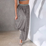KYLETHOMASW  -  Street Sequin Pants Women Elastic Low Waist Jogger Pants Trousers Female 2025 Summer Autumn Lady Shiny Party Club Clothes