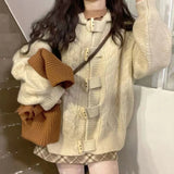 KYLETHOMASW  -  Kawaii Hooded Knitted Cardigan Women Cute Pink Sweater Outerwears Fashion Korean Knitwears Winter Long Sleeve Jumpers New