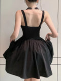 Kylethomasw Y2K Black Short Dress Women Summer New Spaghetti Strap V-neck Slim A-line French Vintage Birthday Party Dresses Prom Vestidos