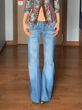 KYLETHOMASW  -  Y2K Low Waist Flare Pants for Women Vintage American Style Slim Fit Bell Bottom Trousers Fall Winter Streetwear Long Length