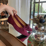 KYLETHOMASW  -  Women Suede Bow Ballet Style Flat Shoes Square Toe Shallow Mouth Loafers Shoes Outdoor Comfortable Women Shoes Fashionable