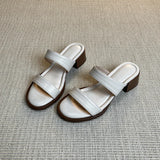 KYLETHOMASW  -  Retro One-word Slippers for Women's Summer New Mid-heel Outer Sandals Open-toed Thick-heeled Slippers Beach Shoes Women
