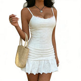 KYLETHOMASW  -  Summer New Suspender Short Skirt Waist Thin Hollow Suspender Dress