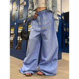 KYLETHOMASW  -  American Retro Loose Wide Leg Sweatpants Women Spring Autumn Letter Print Design Sense Floor-Length Pants Trendy Casual Pants