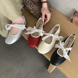 KYLETHOMASW  -  Fashion Round Toe Ballet Flats Women Butterfly-knot New Concise Casual Flat Shoes Comfy Silvery Brand Designer Women Shoes