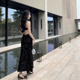 Kylethomasw Black Sequins Halter Dress Women's 2024 New Summer Fashion Backless Sequins Sexy Dress Elegant Party Prom Long Evening Gowns