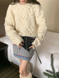 KYLETHOMASW  -   Gentle Spring Sweaters OL Knitted Chic Loose Daily 2024 Full Sleeve Minimalist Office Lady Solid Pullovers Sweet