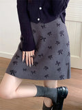 KYLETHOMASW  -  Retro Mini Knitted Skirts Women High Waist Sweet Girls New Slim Elegant Autumn All Match Fashion Chic Gentle OL