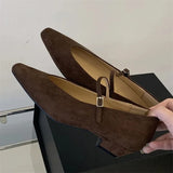 KYLETHOMASW  -  New Retro Women Shoes Exquisite Square Head Low Heels for Woman Elegant French Casual Shoe Fashion Designer Shoes Zapatos Mujer