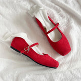 KYLETHOMASW  -  Women's Mary Jane Shoes Elegant French Casual Shoes for Woman Exquisite Square Head Flat Shoe Designer Shoes Zapatos Mujer