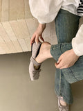 KYLETHOMASW  -  Spring/Autumn Ballet-Style Bow Flat Flats for Women Square Toe Mary Jane Shoes Soft Sole Shallow Comfortable Women Flats 6352