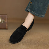 KYLETHOMASW  -  Kid Suede Penny Loafers Women Handmade Autumn Winter Casual Shoes Ladies Leisure Slip-on Creeper Flats Brown Size 34-43