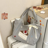 KYLETHOMASW  -  Large Tote Bag for Women Korean Canvas Woman Shoulder Shopper Bags Fashion Cartoon Embroidery Lady Big Female Handbags