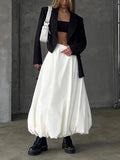 Kylethomasw Silk Satin White Maxi Skirt Long Ruffled Pleated Skirts Elegant Lantern Pants A-Line Silk Long Skirts For Women  New