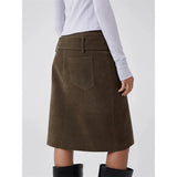 KYLETHOMASW  -  Fashion Women's Knee Length Skirt With Belt Temperament Office Lady A-Line Skirts High Waisted Slim Versatile Faldas 936P