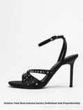 KYLETHOMASW  -  Fashionable round Head Diamond Glitter Sandals Thin Heel Buckle Strap High Heels Breathable Open Toe Luxury Sensation Shoes