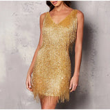 Kylethomasw New Sexy Tassel Sequins Feather Mini Dress Women Spaghetti Strap Stitching Dresses Female Elegant Evening Party Club Dress