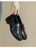KYLETHOMASW  -  Women's Cow Leather Metal Buckle Slip On Flat Shoes 2025 High Quality Comfortable Loafers Casual Versatile Daily Famale Shoes