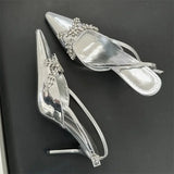 KYLETHOMASW  -  Design Sexy CRYSTAL Rhinestone Women Pumps Buckle Strap Banquet Thin High Heels Prom Sandals Mule Shoes Zapatos De Mujer