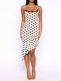 KYLETHOMASW  -  Y2k Polka Dot Mermaid Slip Dresses Sexy Sleeveless Backless Lace Party Maxi Dress Asymmetrical Ruffle Hem Bodycon Gowns