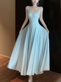 KYLETHOMASW  -  Women Elegant Fairy Mesh Evening Dresses Fashion Spaghetti Strap A-Line Party Dress Elegant Korean Slim Flared Holiday Vestidos