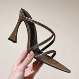 KYLETHOMASW  -  French Pointed Rhinestone Fine Heel Exposed Toe Sexy Nightclub High-heeled Sandals for Women