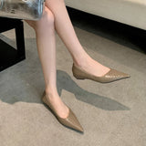 KYLETHOMASW  -  sexy ladies pointed toe flat shoes glitter leather patchwork OL working shoes female shallow mouth cozy flats designer loafers