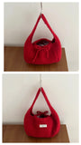 KYLETHOMASW  -  Korean Simple Knitted Shoulder Bags Sweet Y2k Aesthetic Casual Underarm Bag Streetwear Ins Bow Purses and Handbags Y2k Aesthetic