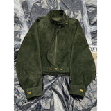 KYLETHOMASW  -  Y2K Cropped Jacket Women Harajuku Vintage Stand Collar Coat Autumn Streetwear Grunge Long Sleeve Zipper Design Outerwears