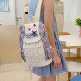 KYLETHOMASW  -  Star Plaid Bag Ruched Zipper Mochila College Style Mochilas Mujer Fashion Backpacks Student Casual Backpack Bolsas Feminina