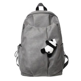 Kylethomasw Cute Panda Pendant Women Man Backpack Pu Leather Men's Backpacks Girl Black White Back Pack Laptop Bag Large Capacity Travel Bag