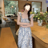 KYLETHOMASW  -  Style Women's Dress Summer New Gentle Strap Dress High Waist Cotton A-Line Skirt Short Sleeve Breeze Sleeve Dress
