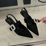 KYLETHOMASW  -  Luxury Fashion Rhinestones Party Ladies Thin Heels Sandals Shoes Female Buckle Footwear Women Medium Heels Sandals Pumps Shoes