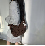 KYLETHOMASW  -  Streetwear Polka Dot Office Lady Shoulder Bag Women Canvas Drawstring Pleated Hobo Bags Y2k Aesthetic Handbags Crossbody Korean