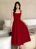 KYLETHOMASW  -  Y2K Summer Elegant Women Solid Midi Dress Vintage Sleeveless  A-Line Birthday Evening Party Dress Princess Slip Vestidos