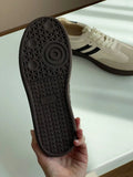 KYLETHOMASW  -  Women Genuine Leather Sneakers Round Toe Flats Mixed Colors Sewing Ladies Fashion Lace-up Shoes Spring Autumn Grey White new