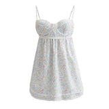 KYLETHOMASW  -  Babydoll design straps adjustable dress women eyelet lace underwire cups summer dress floral print ladies dress
