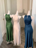 KYLETHOMASW  -  Luxury Solid Womens Long Dresses Sexy Elegant Ruffles Blue Chic Evening Dress Slim Fit Whit Canisole Green Mermaid Vestidos