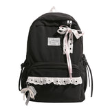 KYLETHOMASW  -  Women's Nylon Lace Bow Backpack Sweet Fresh Aesthetic Daily School Casual Book Bags New Fashion Student Back Packs